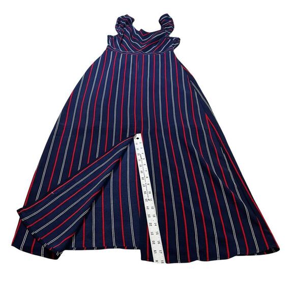 Monteau Maxi Sleeveless Dress Front Split Navy Red White Striped Size Medium - Picture 4 of 8